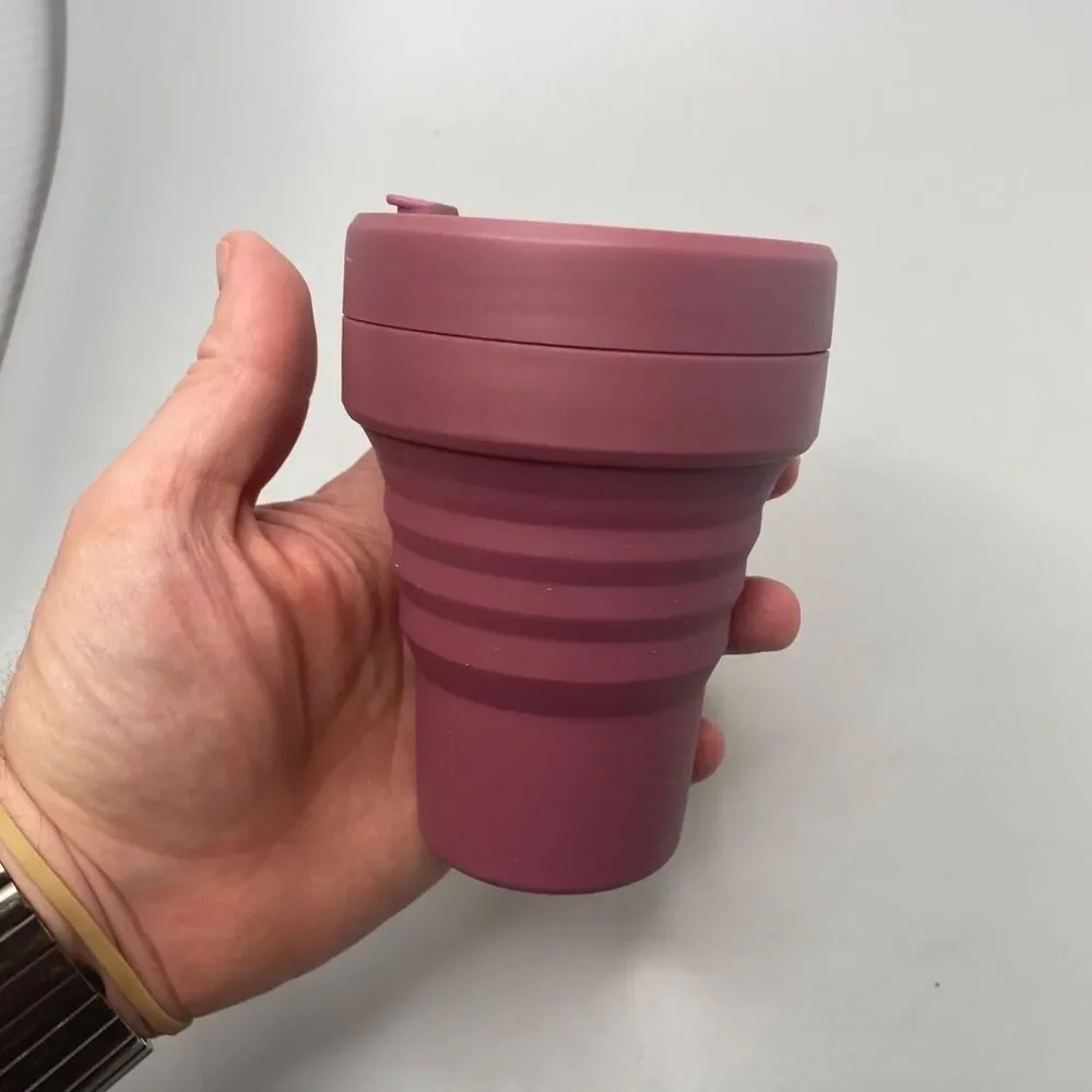 Stojo Collapsible Silicone Coffee Cup 12 Oz Travel Packing Camping Hiking